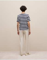 Trenery - Mercerised Cotton Stripe T-shirt in Night Sky