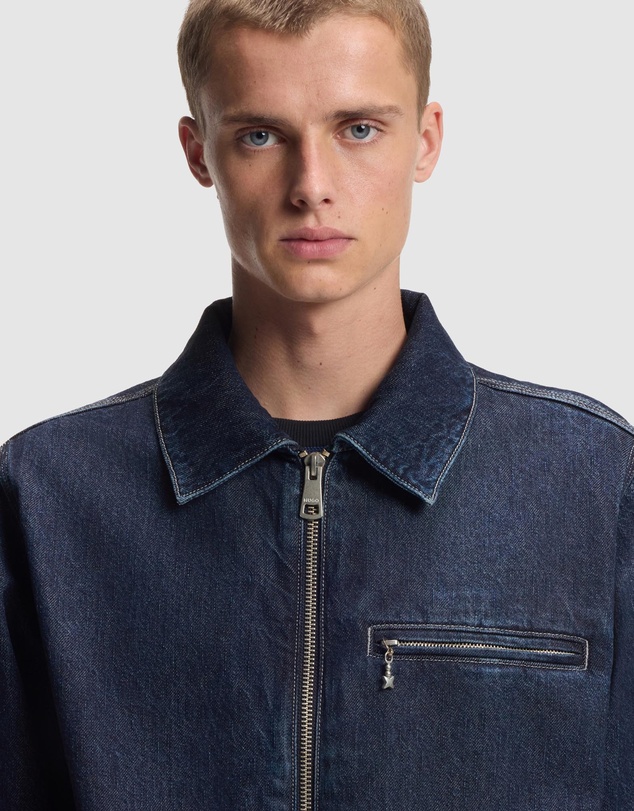 HUGO - Zip-Up Jacket in Denim With Chest Pocket