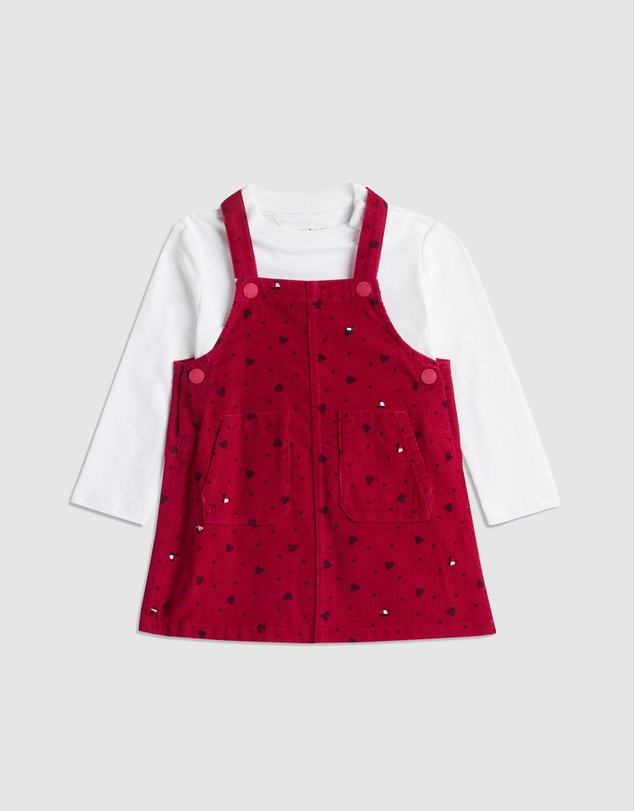 Tommy Hilfiger - Relaxed Heart Dungaree Dress Set - Babies