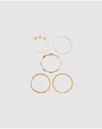 Elli Jewelry - Ring Set Pearls Beadalon 925 Sterling Silver Gold Plated