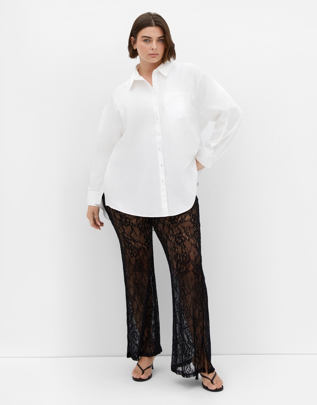 City Chic - Plus size Aura Lace Pant - black