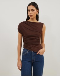 Atmos&Here - Gathered Shoulder Bamboo Top