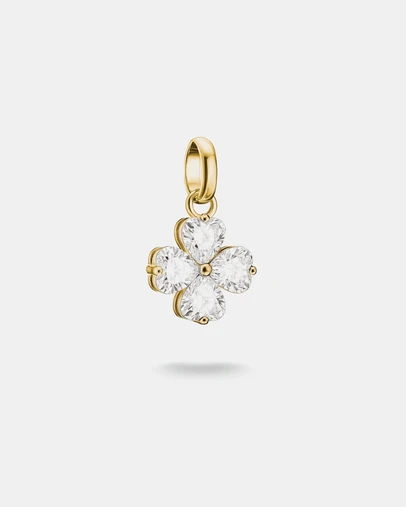 THOMAS SABO - Gold-Plated Four-Leaf Clover Charm with Heart-Cut White Zirconia