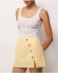 AERE - Jenelle Linen Button Mini Skirt