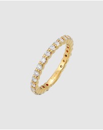 Elli Jewelry - Ring Classic Sparkling Zirconia Crystals in 925 Sterling Silver Gold Plated