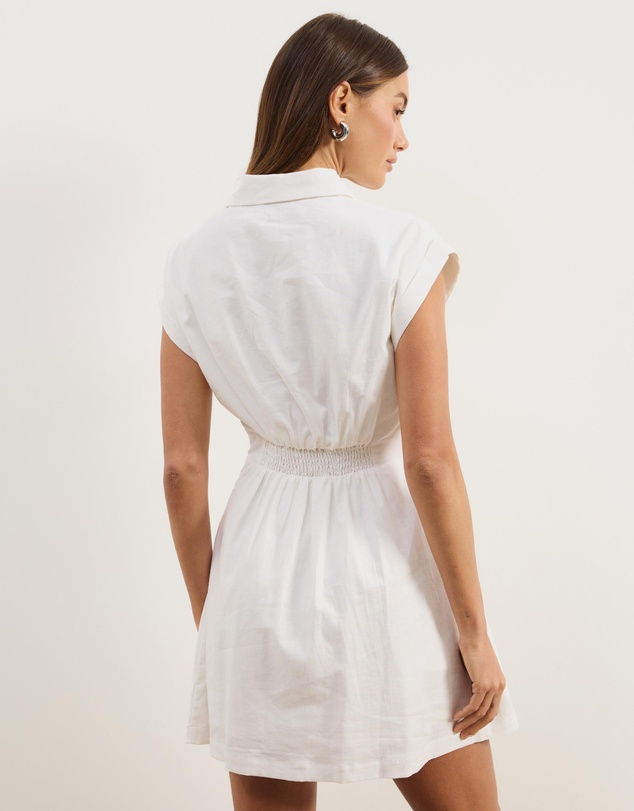 Atmos&Here - Marni Linen Blend Tie Front Mini Dress