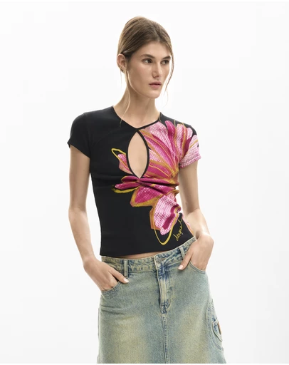 Desigual - T-shirt with floral opening