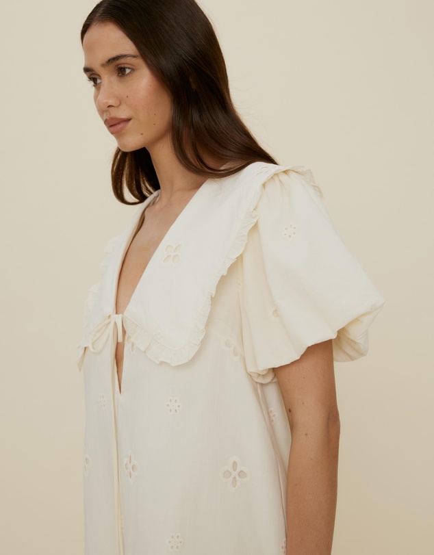 The Fated - Esther Tie Front Broderie Mini Dress