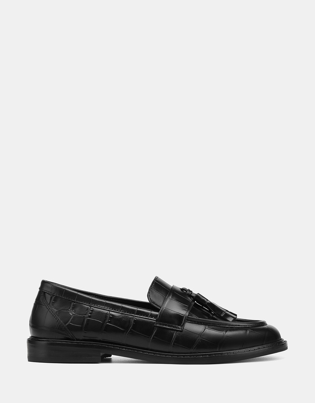 Wittner - Evelyn Croc Embossed Leather Loafers