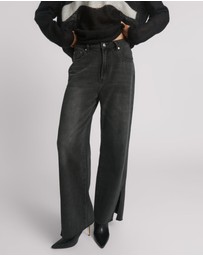 ONE TEASPOON - Billie Low Slung Straight Leg Mid Waist Denim Jeans - Faded Black