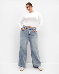 City Chic - Plus size Harley Fit Talia Wide Leg Jean - mid wash