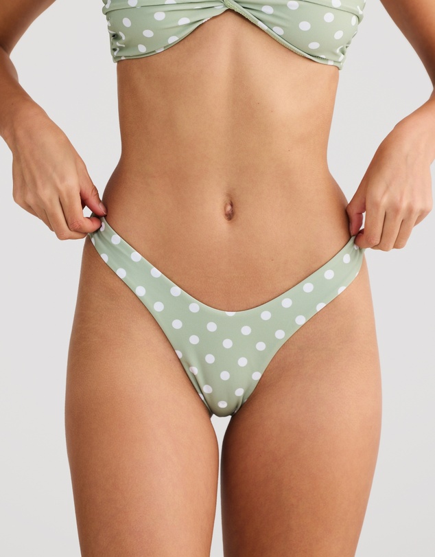 Vacay Swimwear - Positano Bottom Sage Polka