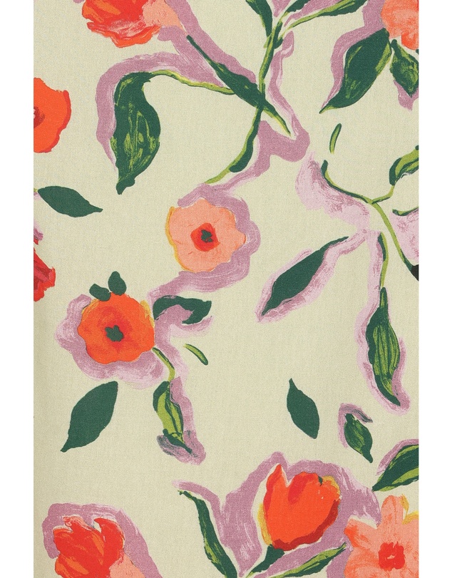 Petal & Pup - Madison Linen Column Skirt - Green Painted Floral