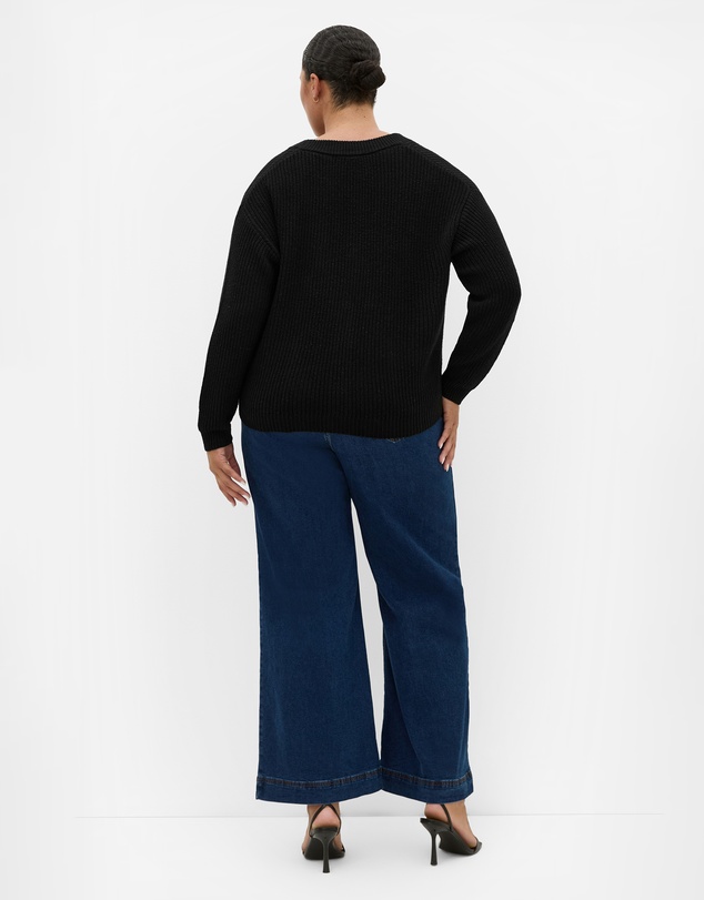 City Chic - Plus size Chloe True Knit Cardigan - black