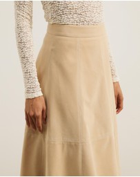 Atmos&Here - Frances Suede Flare Midi Skirt