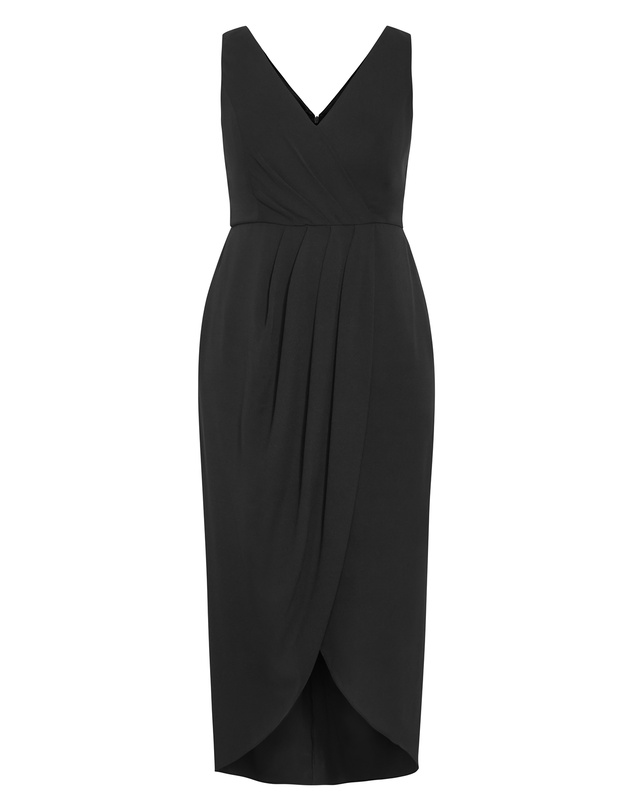 City Chic - Plus size Cherish V Drape Maxi Dress - black