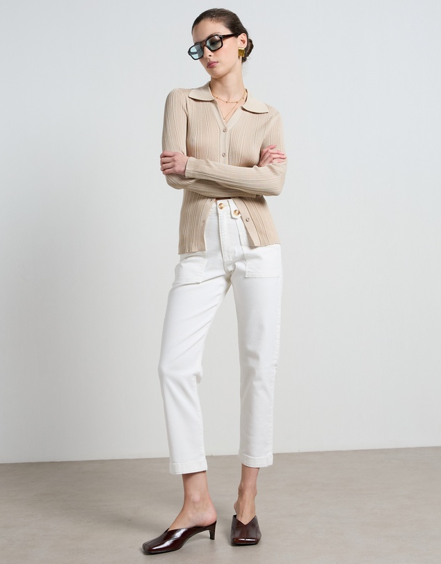 DRICOPER DENIM - Stella Stretch High Waisted Ivory Trousers