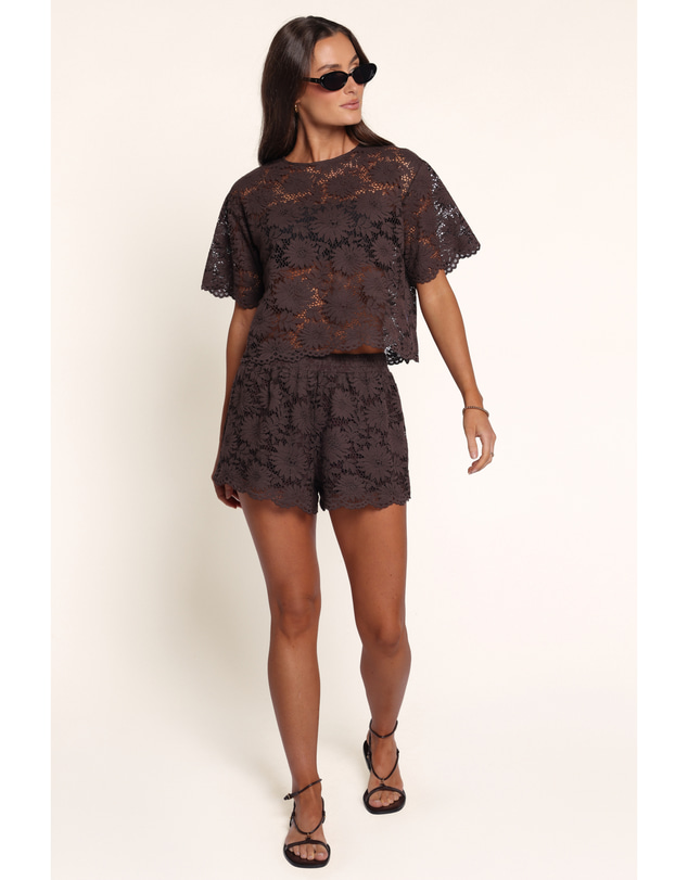 Petal & Pup - Nicki Lace Short Set - Chocolate Brown