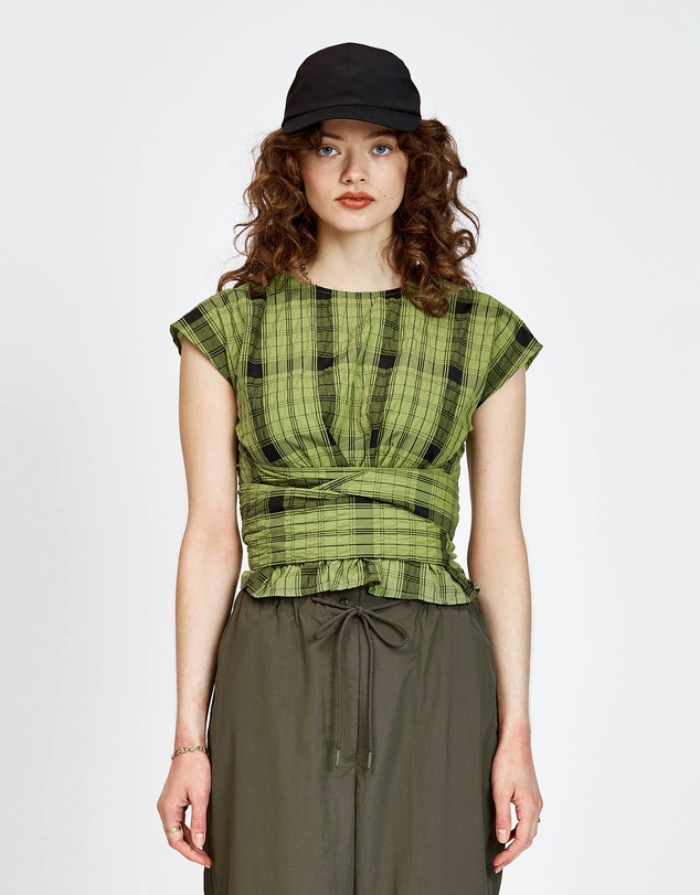bul - Sarang Top Olive Black Check