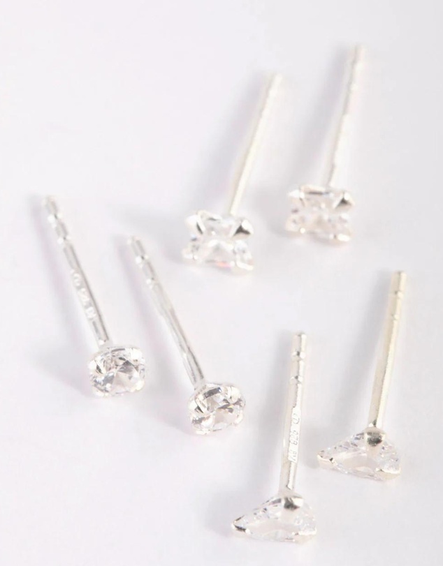 Lovisa - Sterling Silver Cubic Zirconia Stud Earring Pack