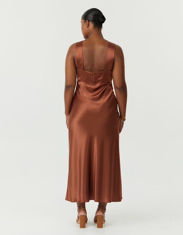 Third Form - Satin Gather Bra Bias Slip Dress