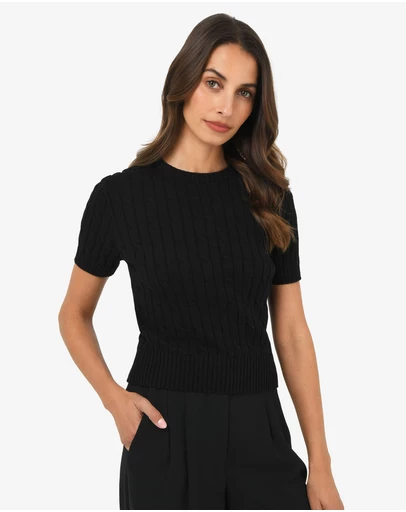 Forcast - Anita Short Sleeve Cable Knit