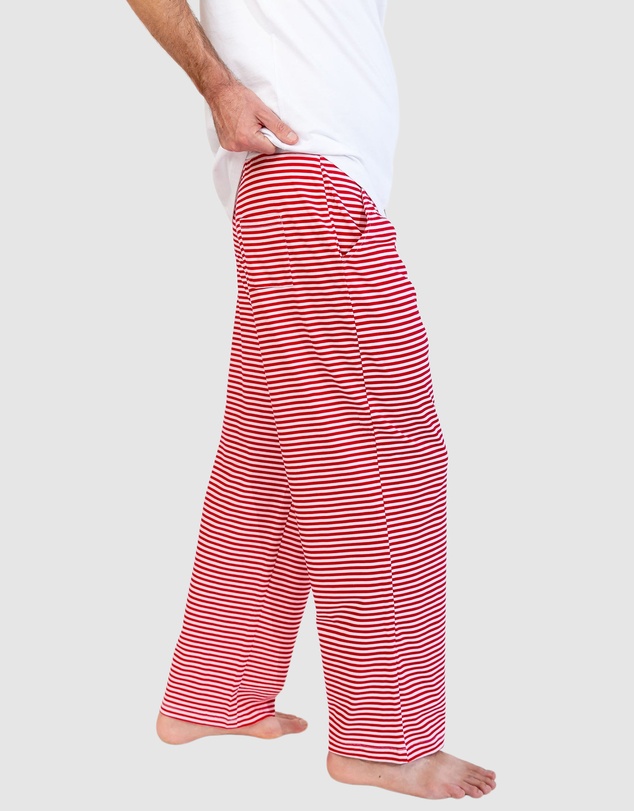 Sant And Abel - Men's Jersey Red Stripe PJ Pants
