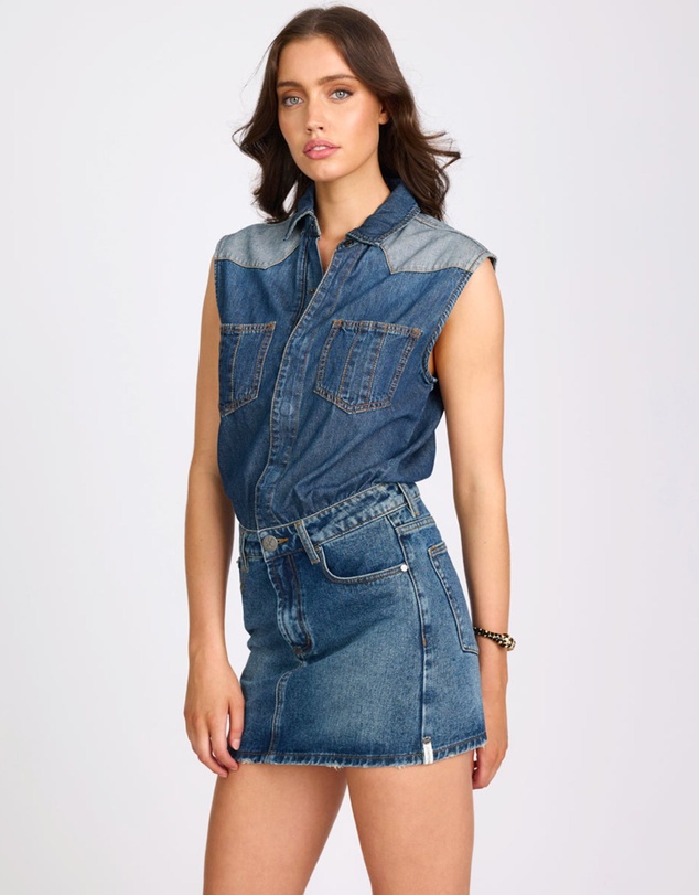 ONE TEASPOON - Sloane Mini Denim Dress - Phoenix Blue