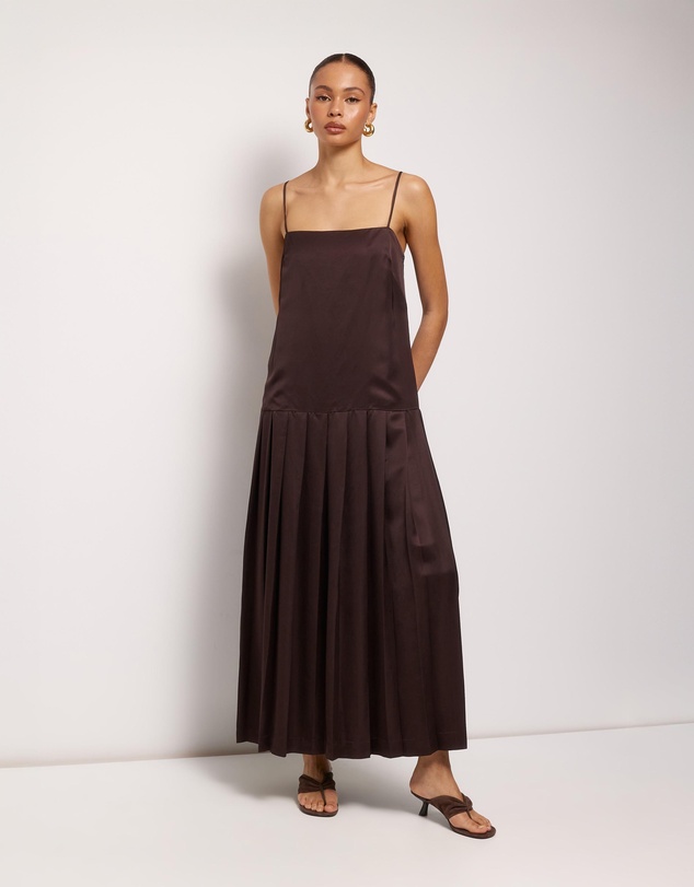 AERE - Esti Pleated Hem Midi Dress