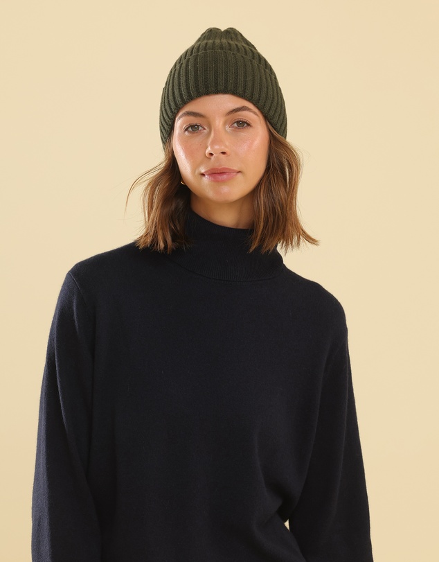 Morgan & Taylor - Mia Wool Blend Beanie in Khaki Green