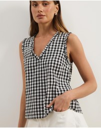 Atmos&Here - Lydia Gingham Tie Back Top