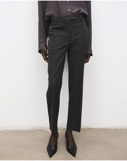 M.N.G - Slim Cropped Pinstripe Trousers