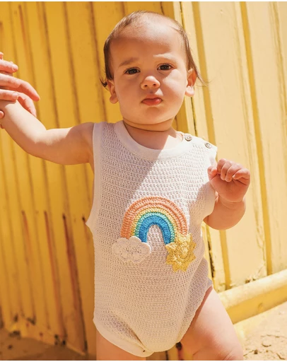 Rock Your Baby - La Mer Knitted Romper in Cream