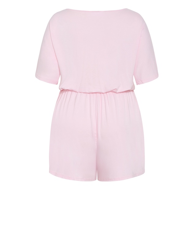 City Chic - Plus size Cara Sleep Romper - baby pink