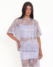 Petal & Pup - Yonder Sheer Lace Tee Top - Purple