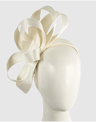 Fillies Collection - Cream Silk Abaca Loops Racing Fascinator