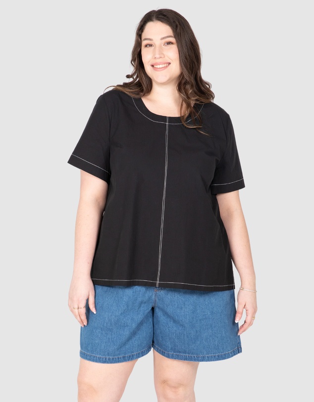 Love Your Wardrobe - Eden Contrast Stitch Top