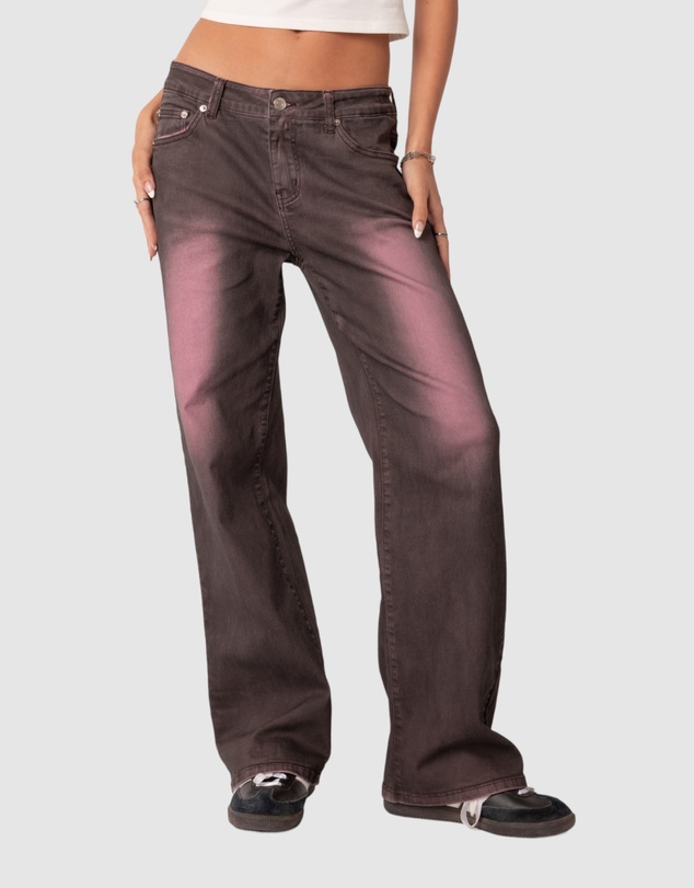 EDIKTED - Quinny Pink Washed Low Rise Jeans