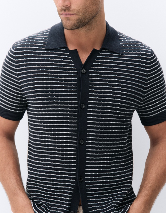 UNISON - Stripe Button Thru Knit