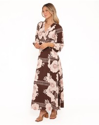 Petal & Pup - Safia Midi Dress - Brown Floral