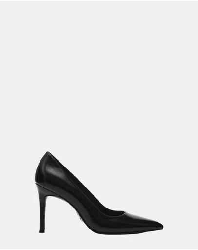 Steve Madden - Secured Black Leather Heels