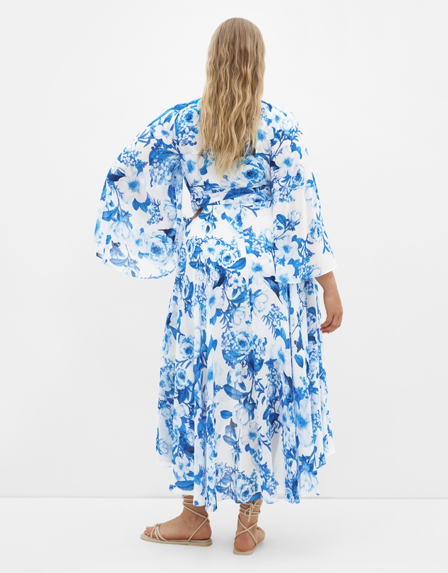 City Chic - Plus size Fleetwood Bluebell Print Maxi Dress - bluebell