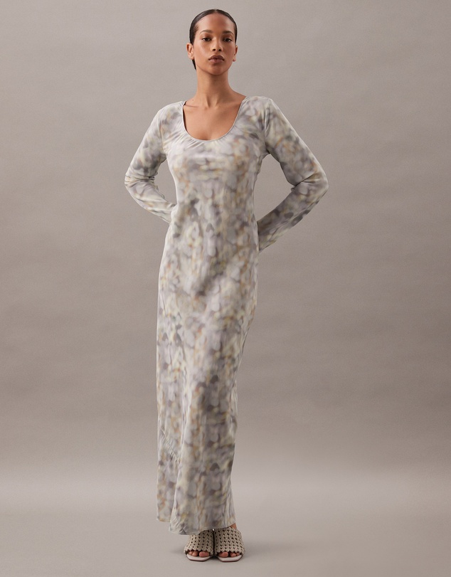 Calvin Klein - Printed Scoop Neck Maxi Dress