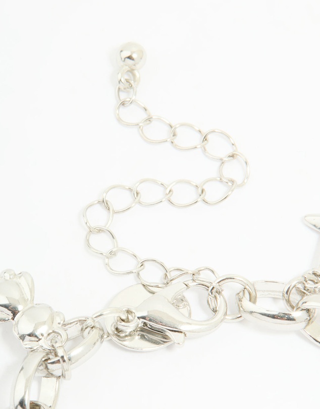 Lovisa - Silver Watch & Bow Charm Bracelet