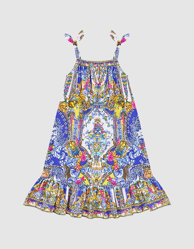 Camilla - Drawstring Maxi Dress With Bows - Kids-Teens