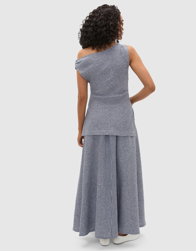 Seed Heritage - Linen Gingham Asymmetrical Top