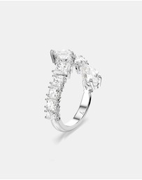 Swarovski - Matrix ring, Mixed cuts, White, Rhodium plated