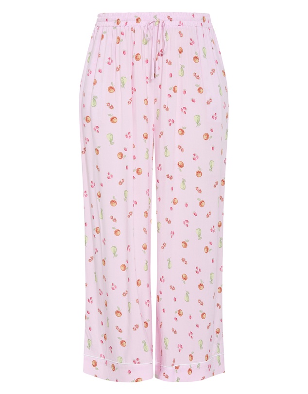 City Chic - Plus size Kitty Berry Print Pyjama Pant - baby pink