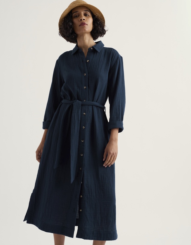 Seasalt - Whitsand Cove Midi Shirt Dress in GOTS Organic Cotton