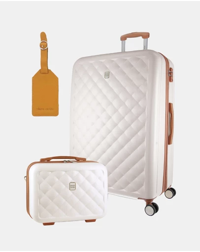 Pierre Cardin - Pierre Cardin Metro Large Hard Shell with Mini Beauty Case Set + Leather Tag
